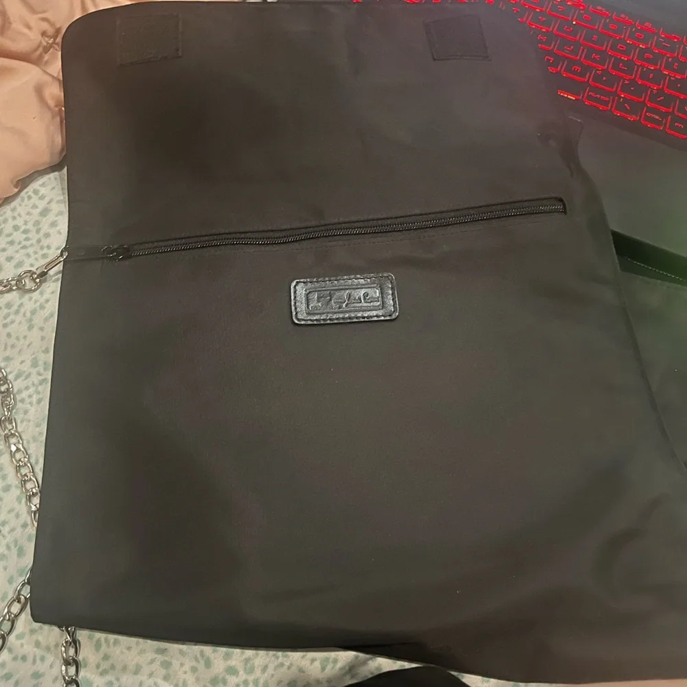 MCM Black Clutch Nylon RARE. Velcro attach. Chain does not come w/